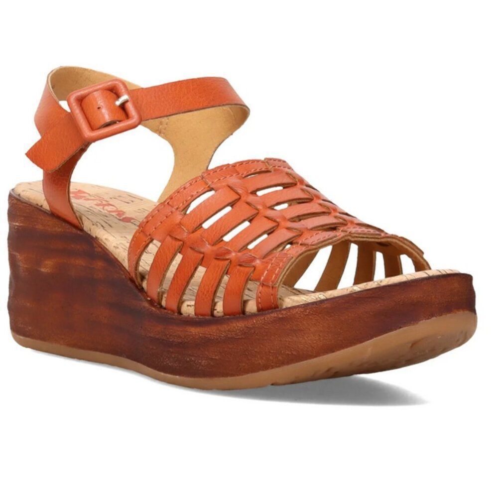 KORKS‎ Marley Faux Leather Sandal Women's 11 Orange Upper Cushioned Cork NWOT